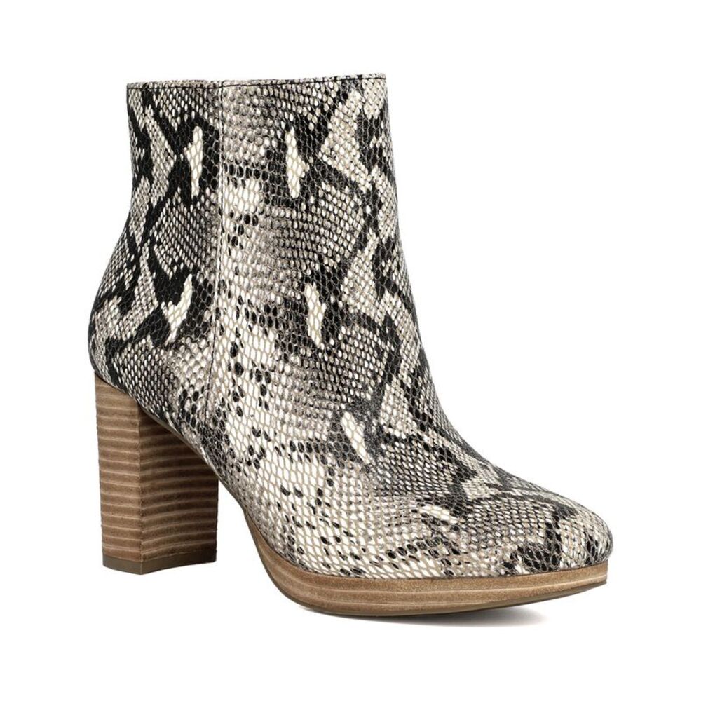 AMERICAN RAG Womens Beige Snake Skin Print Retro Hayes Leather Booties 7.5 M - Picture 1 of 4